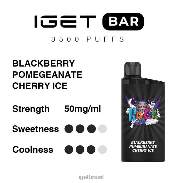 IGET Vape Sale barra 3500 baforadas B6X82285 amora, romã, cereja, gelo