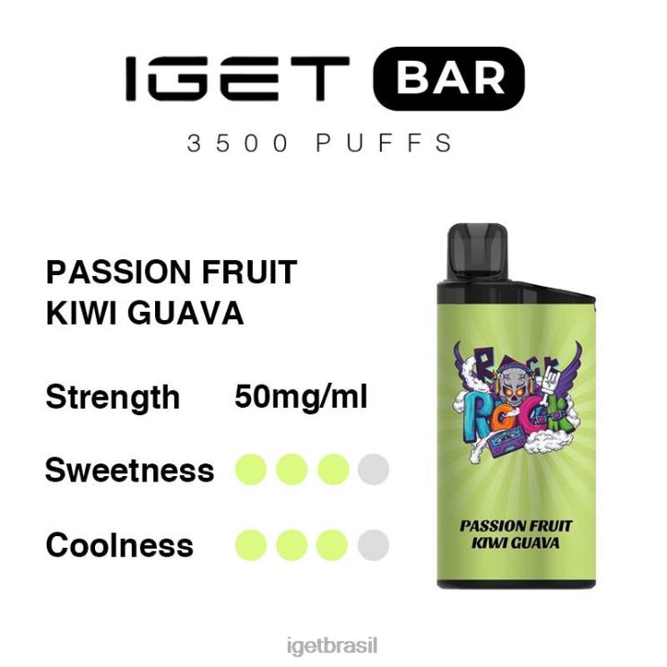 IGET Wholesale barra 3500 baforadas B6X82297 maracujá kiwi goiaba