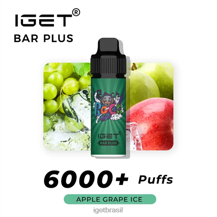 IGET Vape Sale bar plus - 6.000 baforadas B6X82591 gelo de maçã e uva