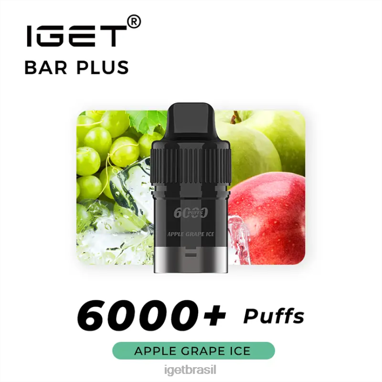 IGET Bar Shop barra mais cápsula 6000 baforadas B6X82253 gelo de maçã e uva