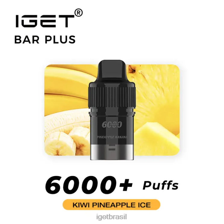 IGET Bar barra mais cápsula 6000 baforadas B6X82270 gelo de abacaxi com kiwi